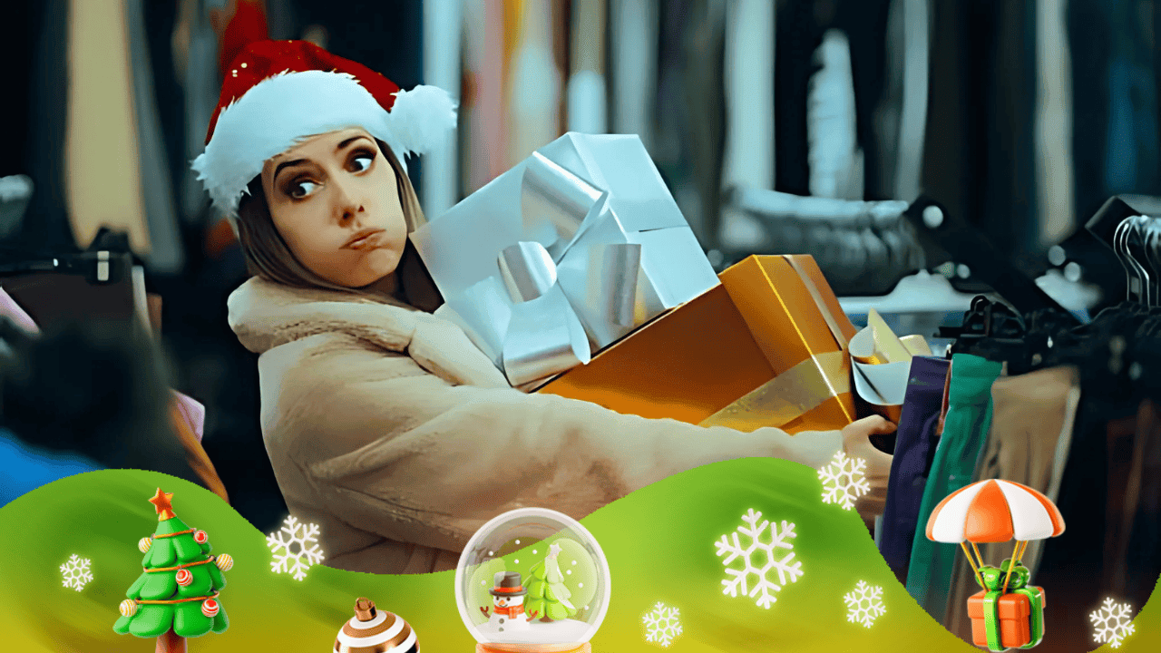Mujer con muchos regalos